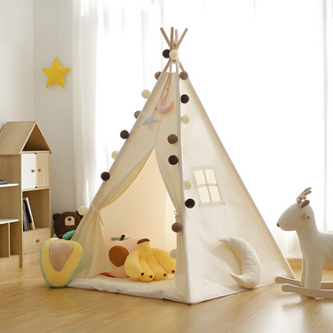 Natural Cotton Canvas and Pine Teepee